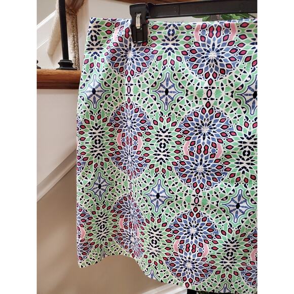 Talbots Womens Multicolor Kaleidoscope Print Cotton Side Zip Mini Skirt Size 14P - Picture 2 of 8